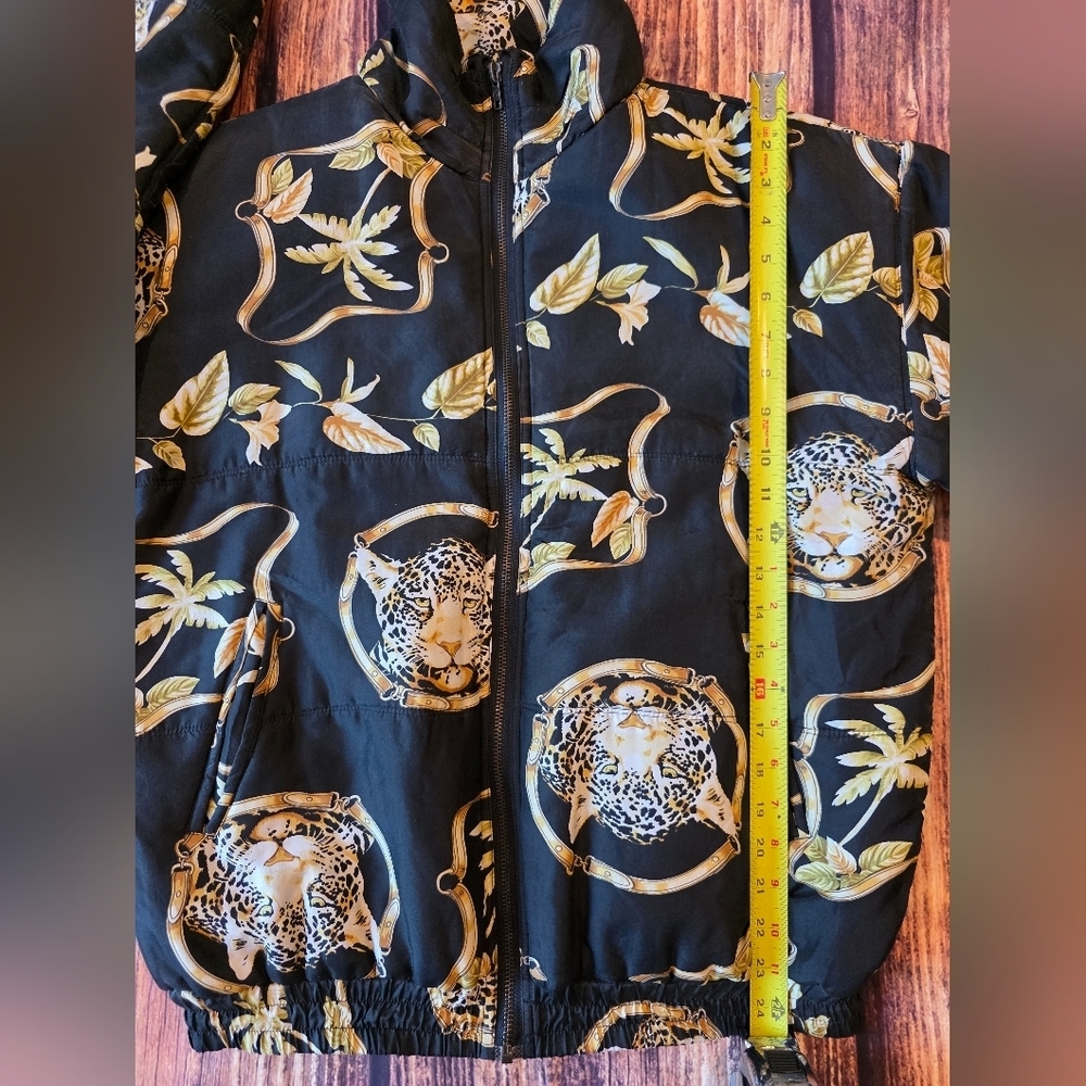 Stunt Vintage Size Small Oversized Silk Zip Leopard Print Jacket Versace Vibes - Picture 10 of 11